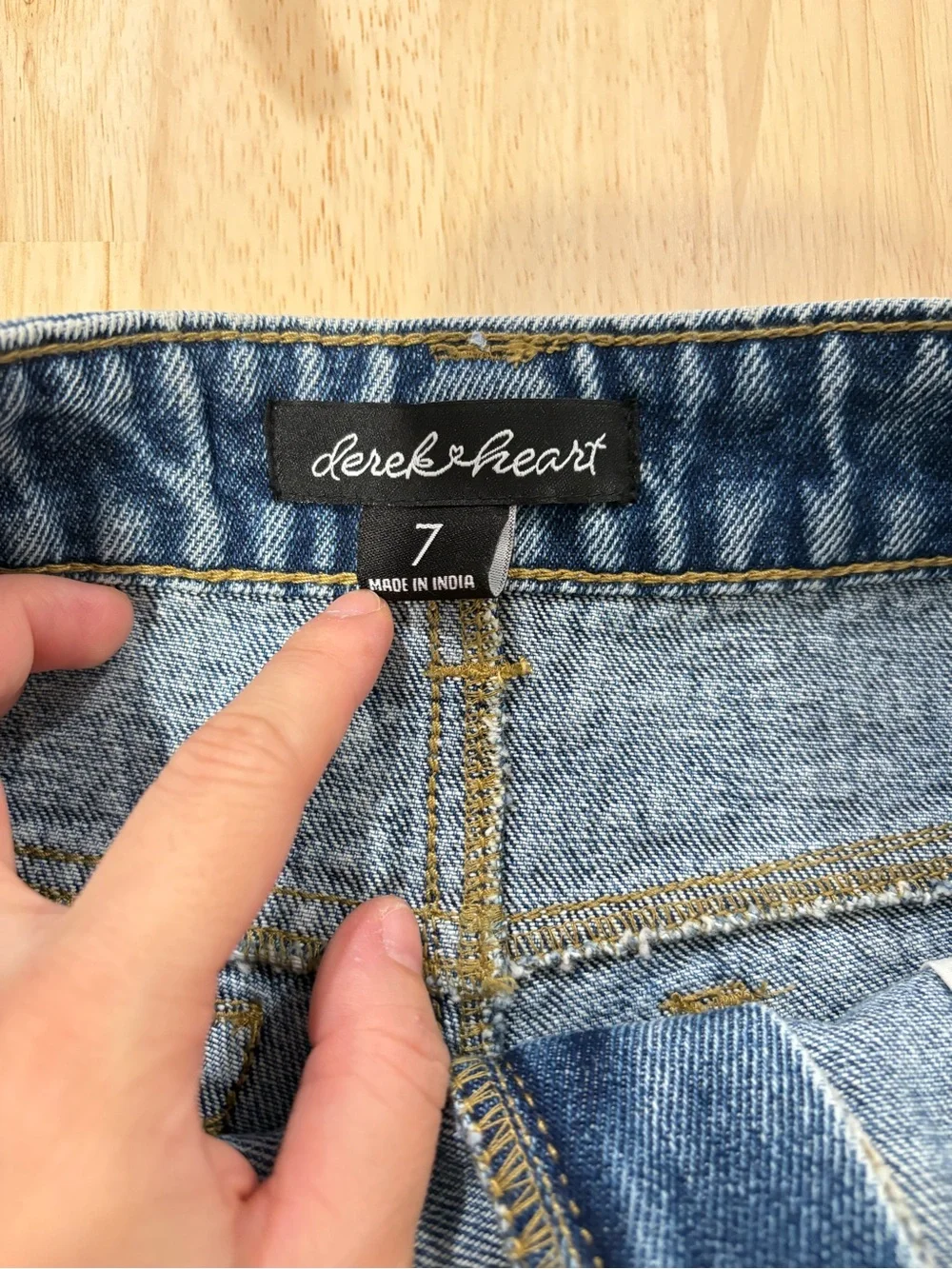 Derek Heart Dark Blue Distressed Denim Shorts